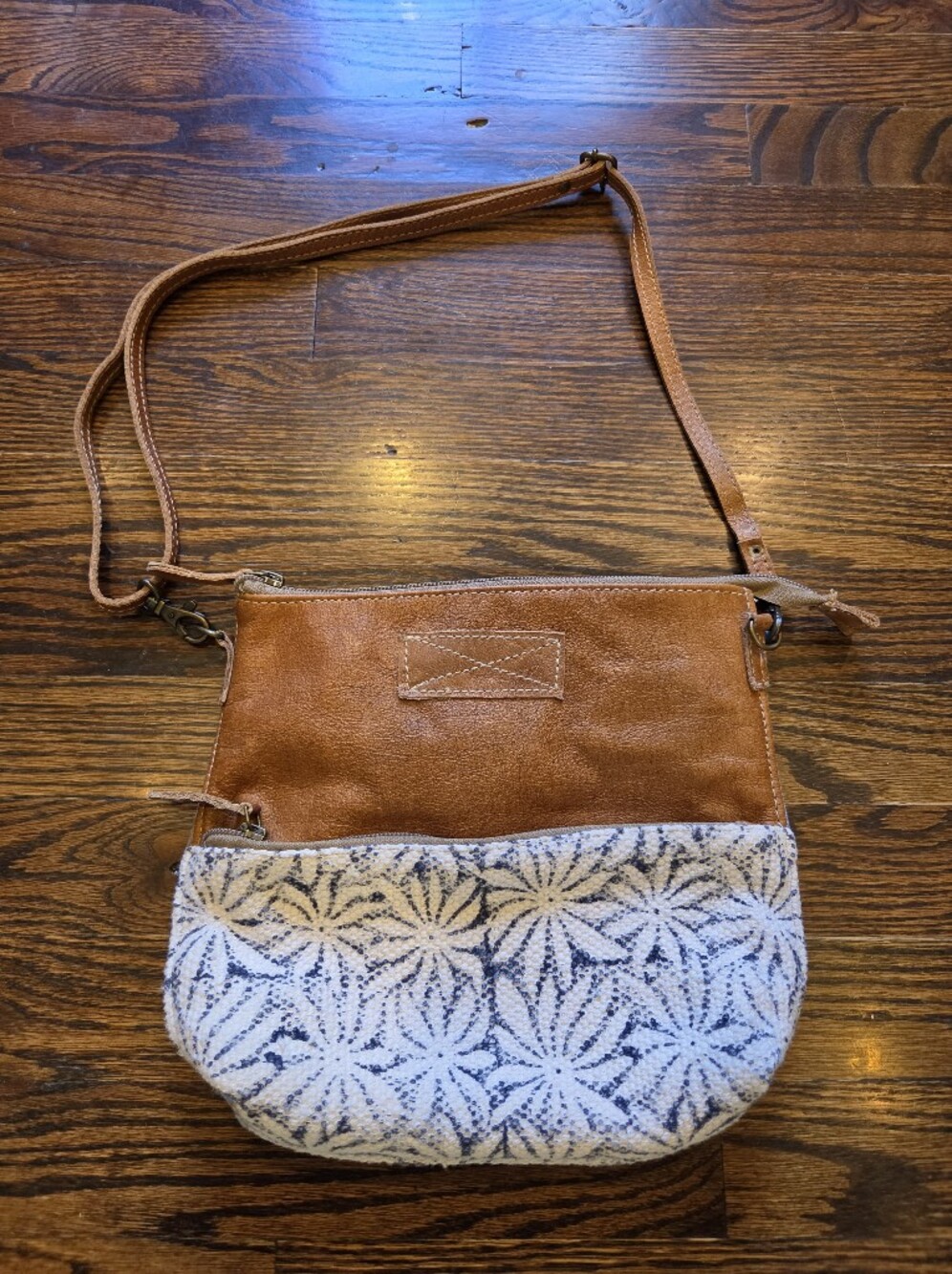 Myra Bag Tan and Daisy Cream Patterned Crossbody